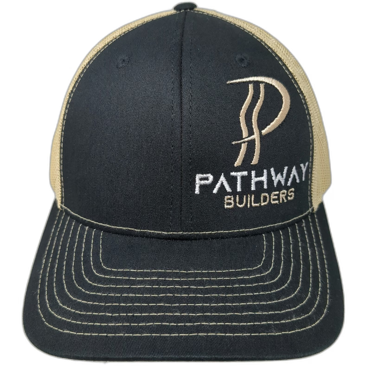 Richardson Trucker Hat Black One Size Pathway Builders Mesh Snapback Contrast