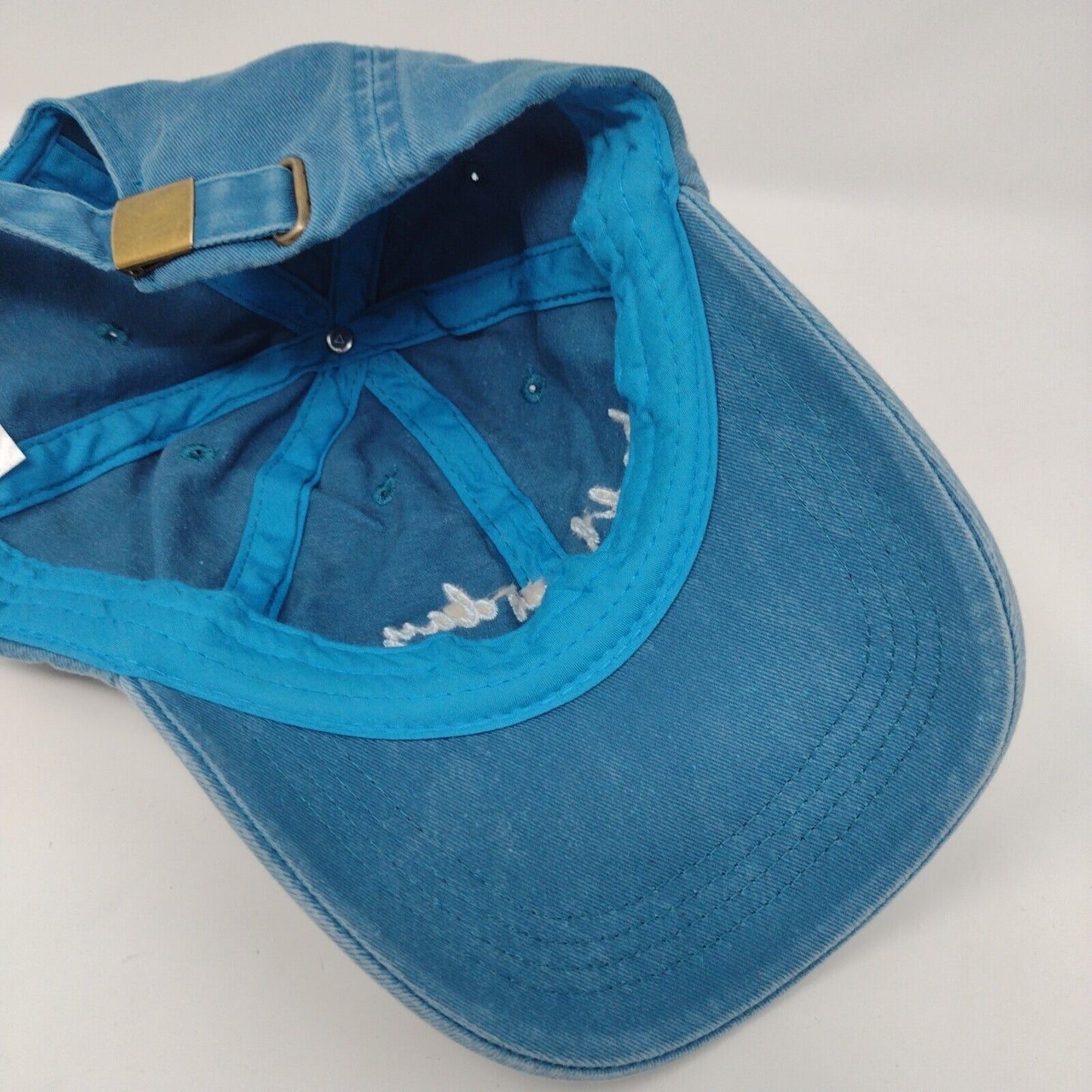 Bad Hair Day Slideback Hat Blue OSFA Adjustable Embroidered Vented Holes Cotton