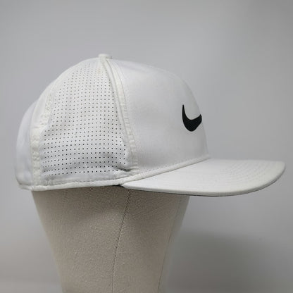Nike Snapback Hat White One Size Perforated Swoosh Pro Dri-Fit Golf Sports