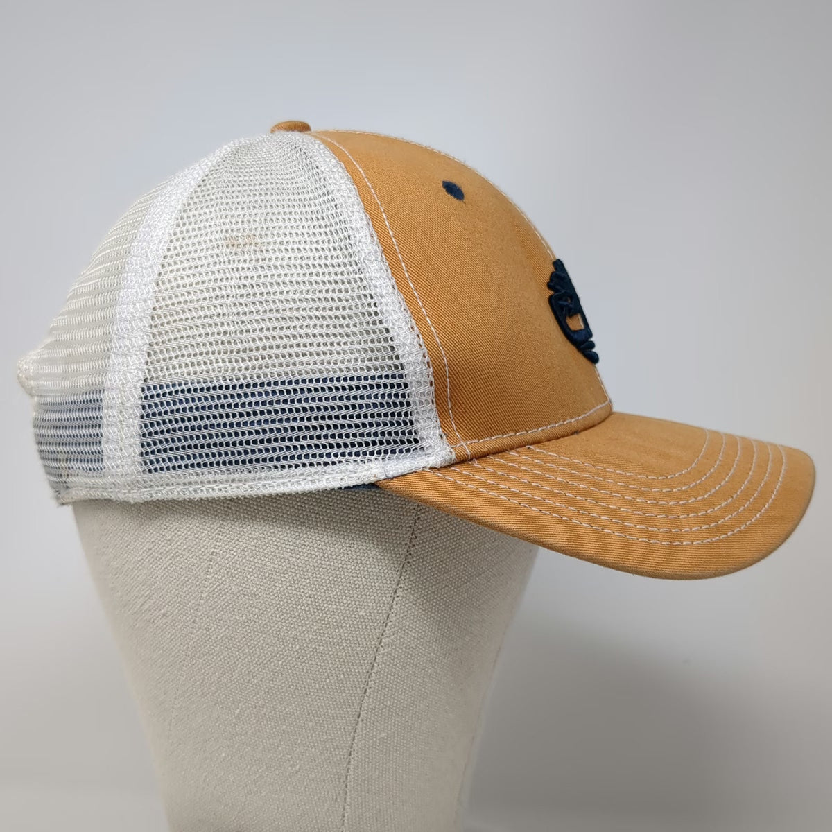 Timberland Trucker Hat Orange OSFM Mesh Back Snapback Tree Logo Stitching Cap