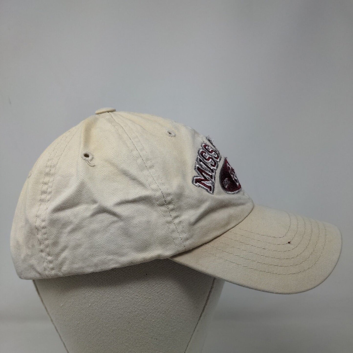 T.E.I Men's Strapback Hat Tan OSFA Embroidered Mississippi State Logo