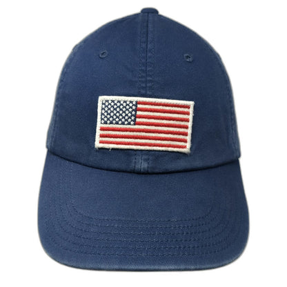 Old Navy Blue Baseball Cap One Size American Flag Patch Adjustable Strap Hat