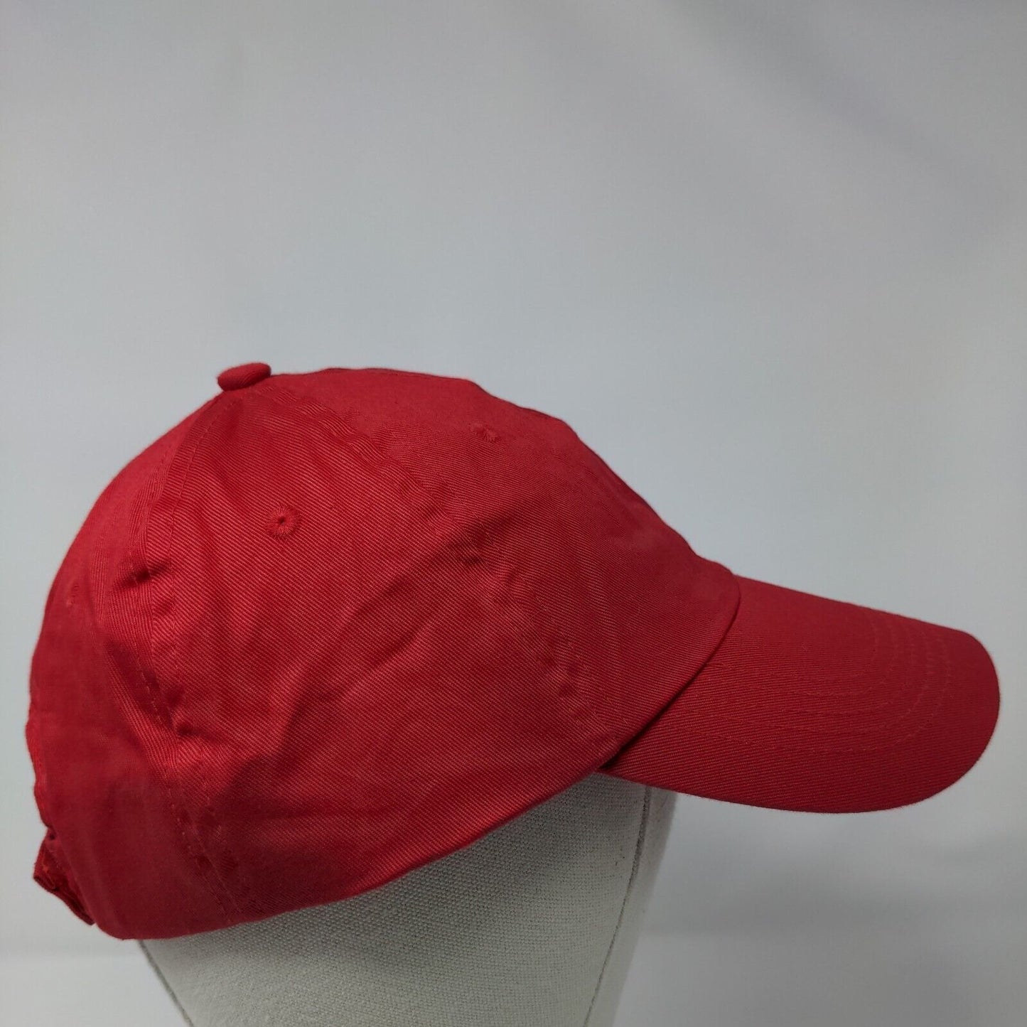 Unbranded Strapback Hat Red One Size Adjustable Solid Blank 6 Panel P