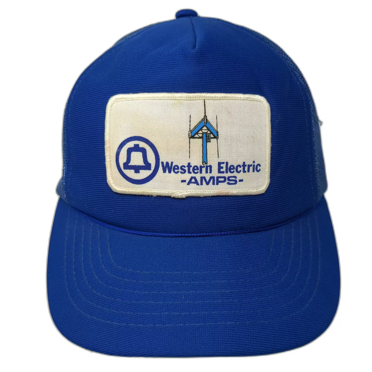AJM Western Electric AMPS Bell System Blue White Trucker Hat Snapback L Vintage