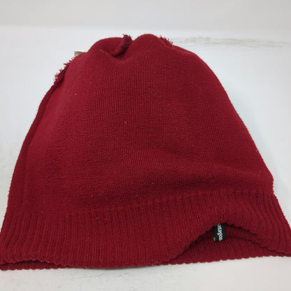 Patagonia Beanie Blue Red One Size Pom Pom Cuffed Striped Logo Winter Knit Hat