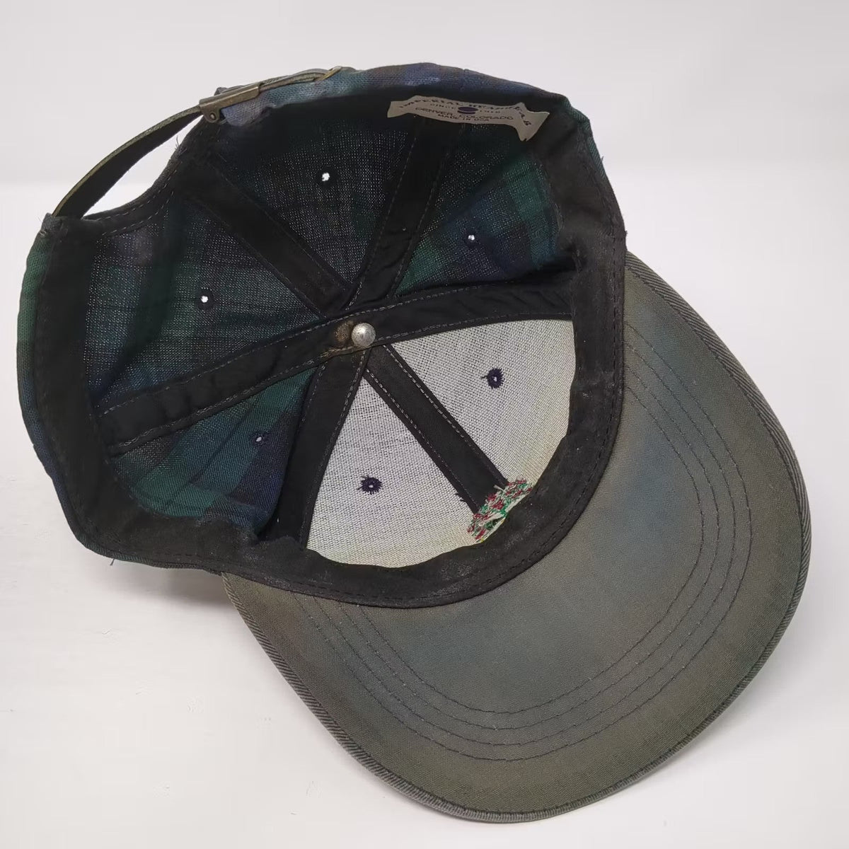 Imperial Headwear Shaker Run Golf Hat Green Blue Plaid Slideback OS Made in USA