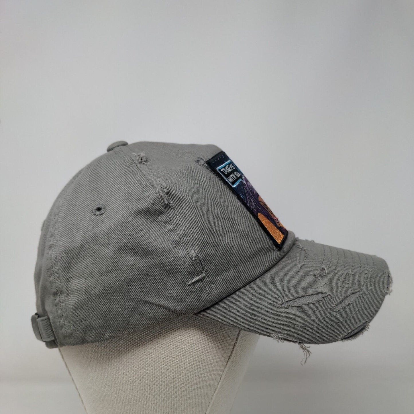 Take Me With You Slideback Hat Gray OSFA Adjustable Embroidered Distressed