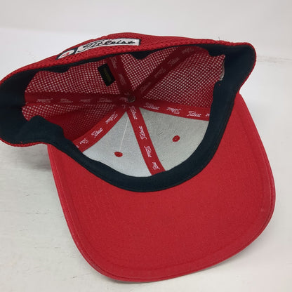 New Era Baseball Cap Red L Mesh Back Titleist FootJoy Pro V1 Stretch Fit Hat