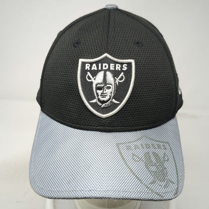 Las Vegas Raiders NFL New Era Black Gray L 39THIRTY Stretch Fit Curved Brim Hat