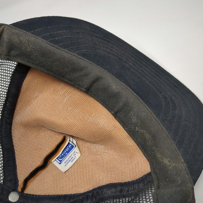 Crown Trucker Hat Black Boise Locomotive Shops MKO Mesh Snapback Cap Logo VTG