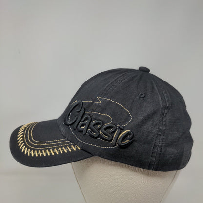 Classic Slideback Hat Black One Size Adjustable Embroidered 6 Panel Cotton