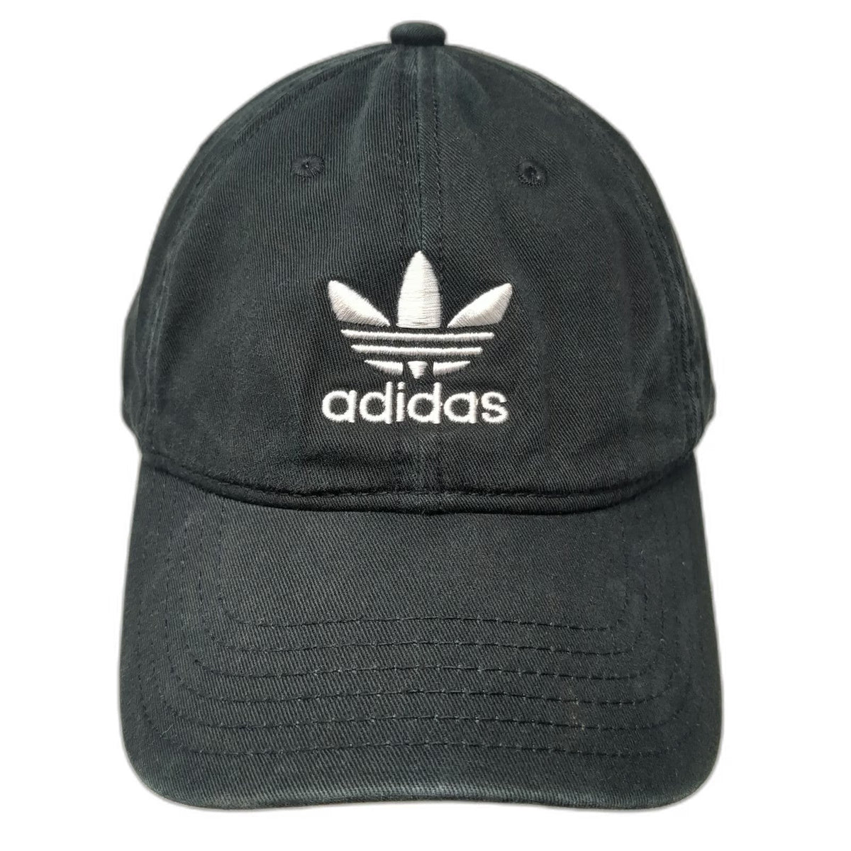 Adidas Baseball Cap Black OSFM Trefoil Logo Slideback Cotton Twill 6 Panel Hat
