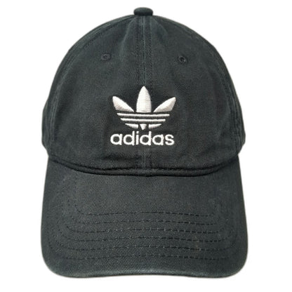 Adidas Baseball Cap Black OSFM Trefoil Logo Slideback Cotton Twill 6 Panel Hat