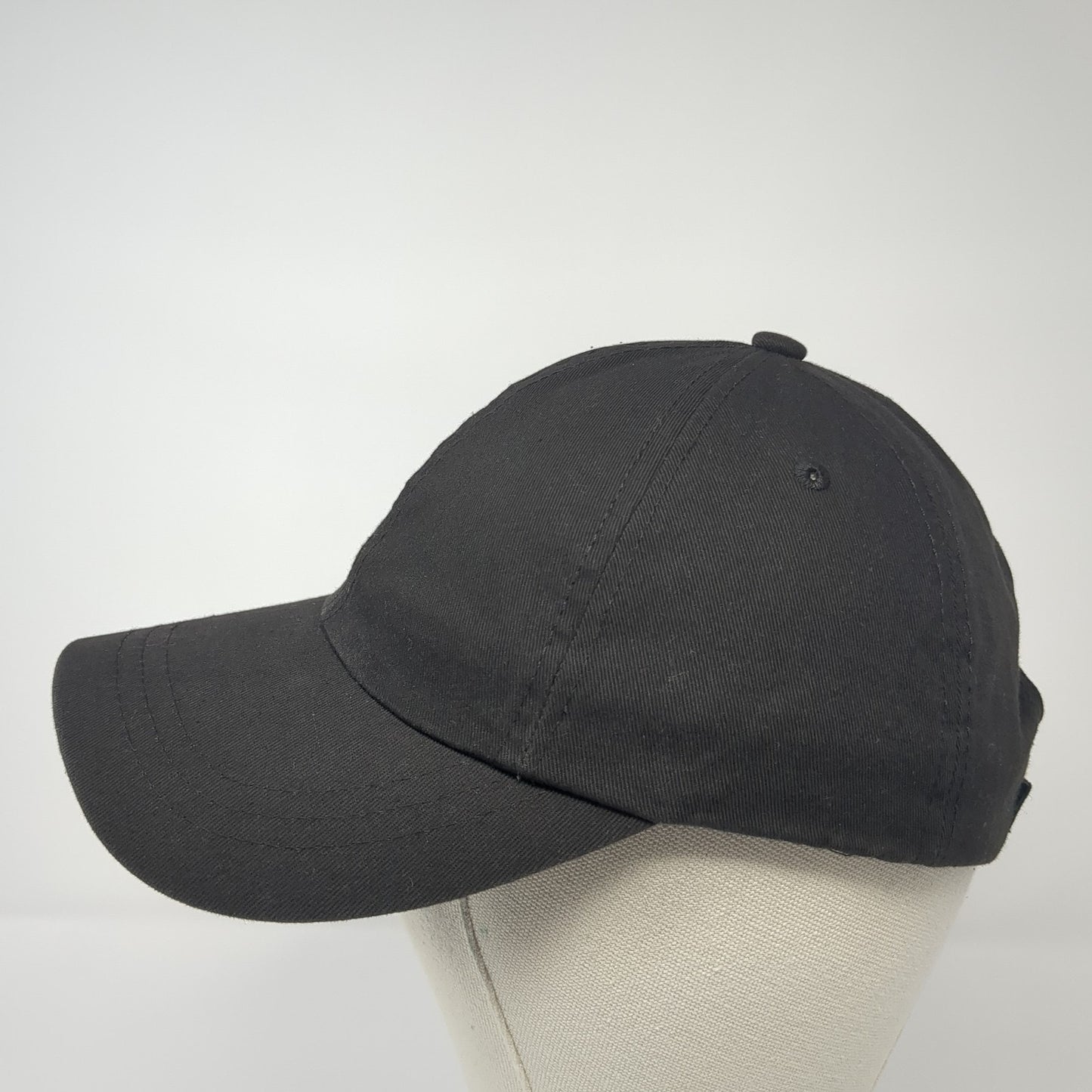 Unbranded Strapback Hat Black One Size Adjustable Vented Holes 6 Panel Blank