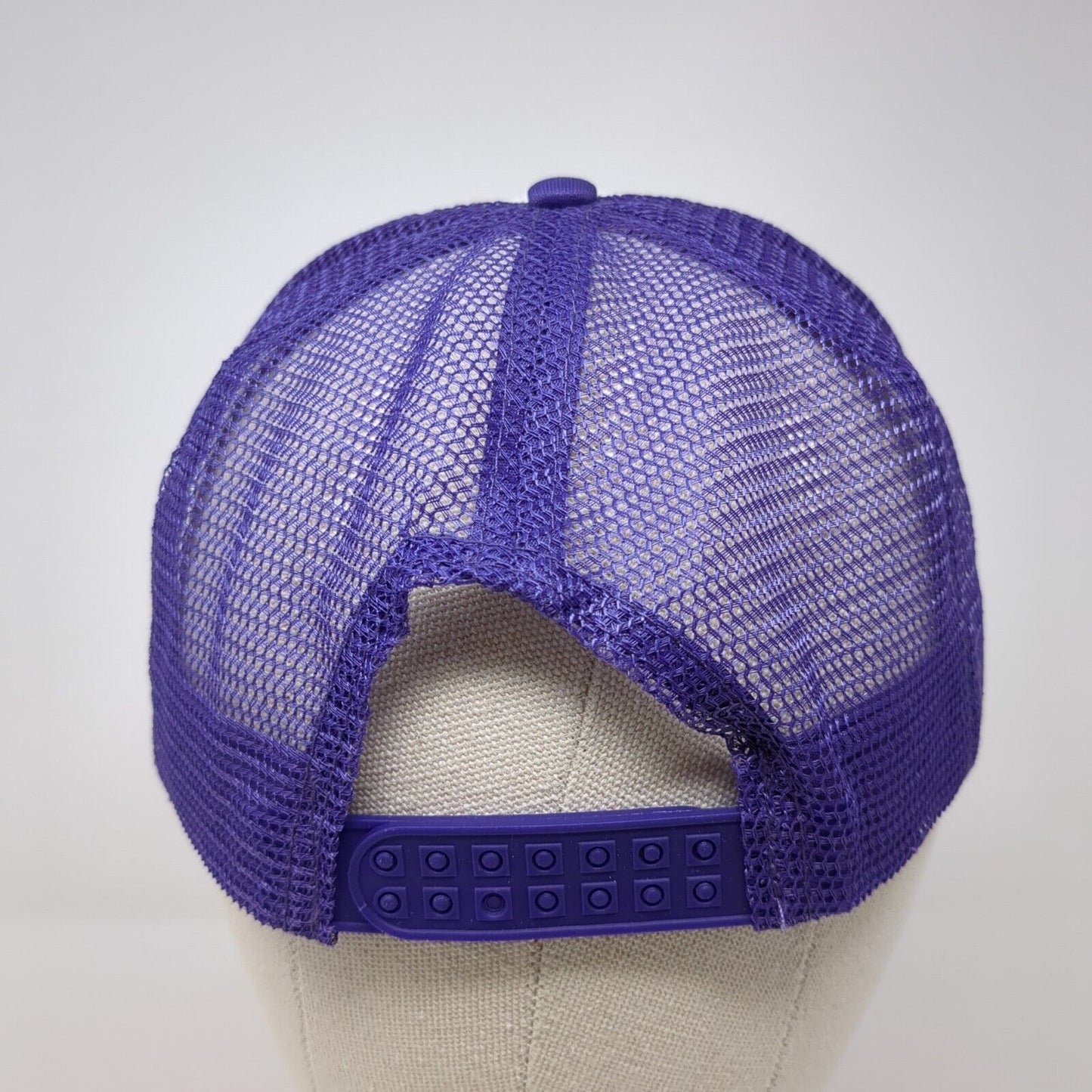 Smiley Face Snapback Mesh Back Trucker Hat Purple One Size Colorblock