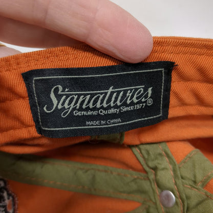 Signatures Baseball Cap Orange One Size Embroidered Sugar Skull Roses Muerto Hat