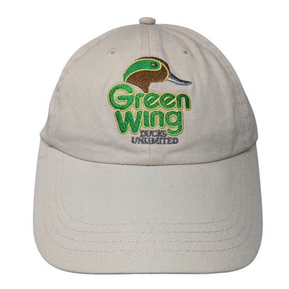 Green Wing Ducks Unlimited Strapback Hat Tan OSFA Adjustable Embroidered
