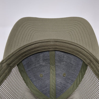 Mill 95 Leather Patch Snapback Trucker Hat Green M/L Mesh Back 6 Panel