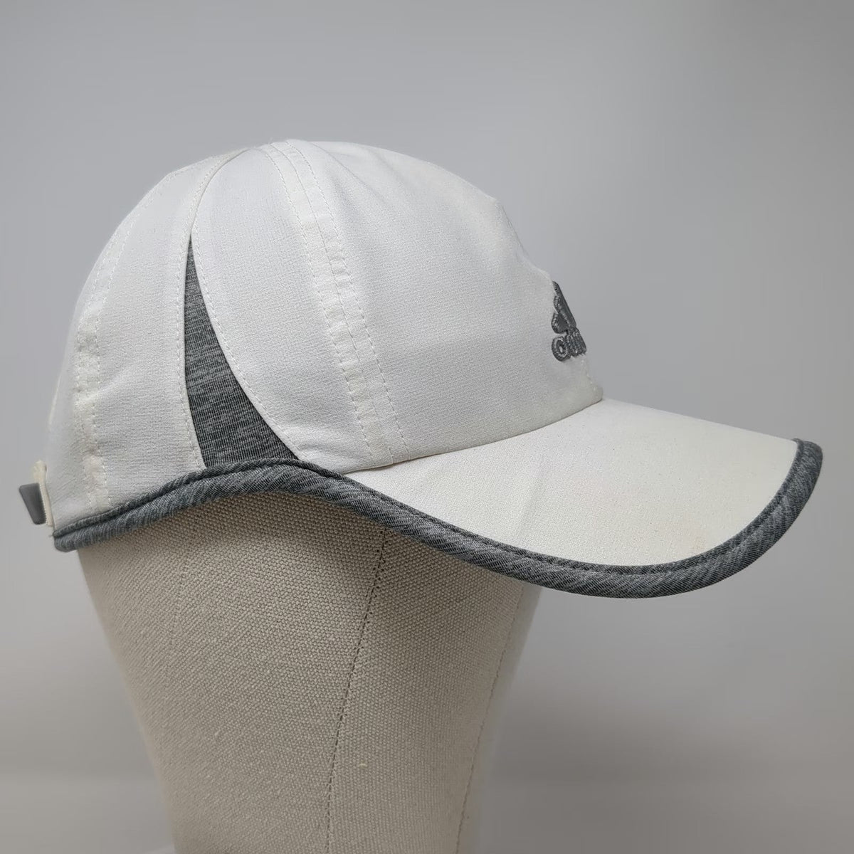 Adidas Baseball Cap White One Size Climalite Performance Gray Panels Strap Hat