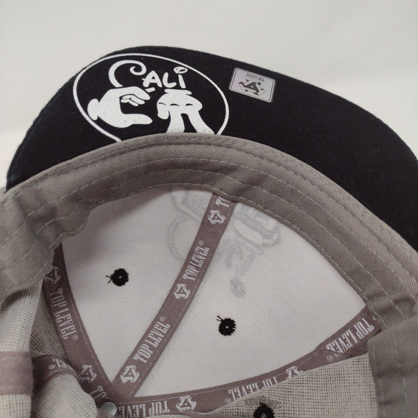 Cali Snapback Hat Gray OSFA Embroidered Colorblock Top Level 6 Panel