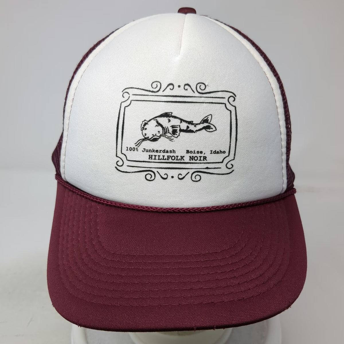 Otto Trucker Hat Red One Size Boise Idaho Hillfolk Noir Fish Graphic Snapback