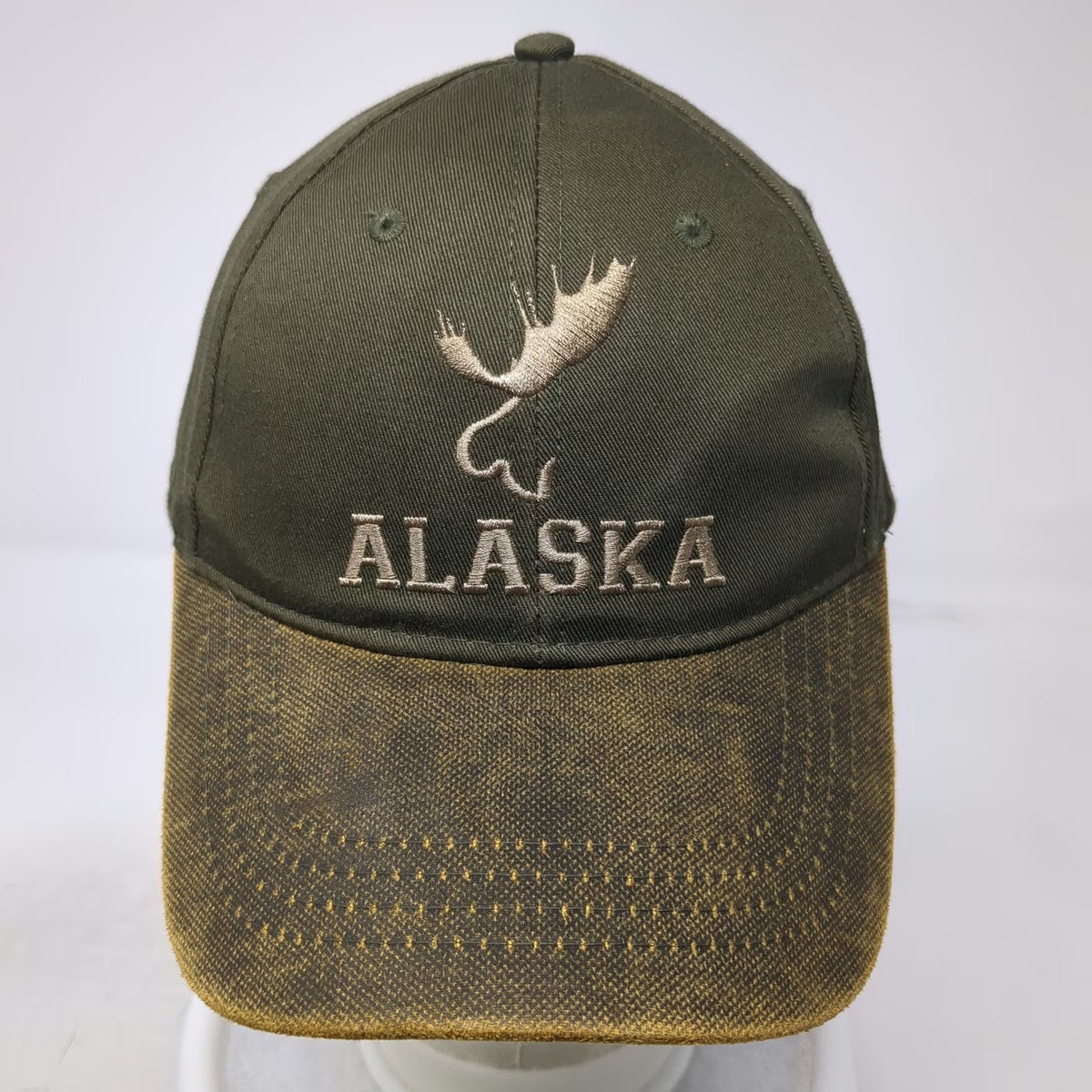 ACE USA Green Alaska Moose Embroidered Distressed Baseball Cap One Size Hat