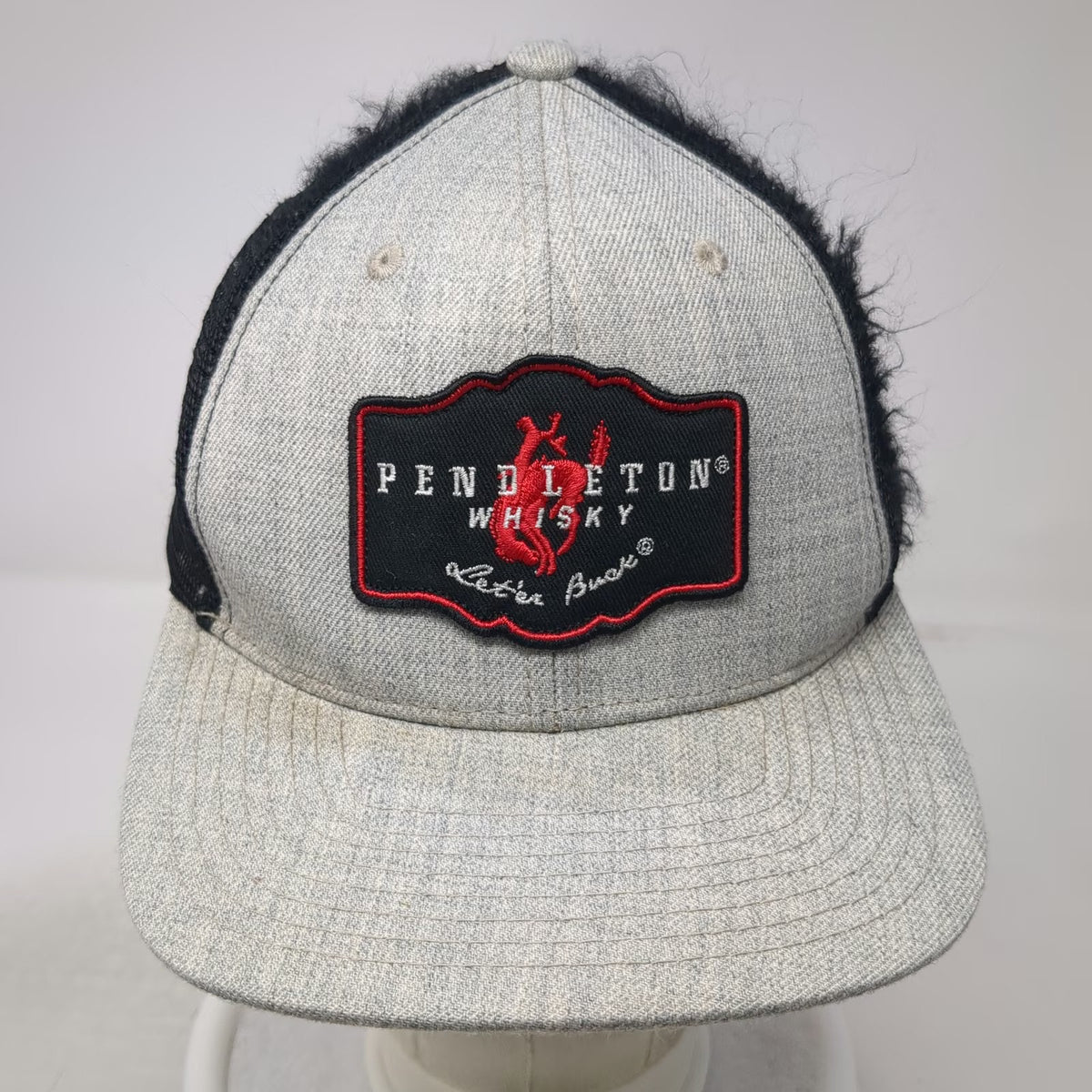 Pendleton Whisky Trucker Hat Gray One Size Let'er Buck Mesh Snapback Acme Logo