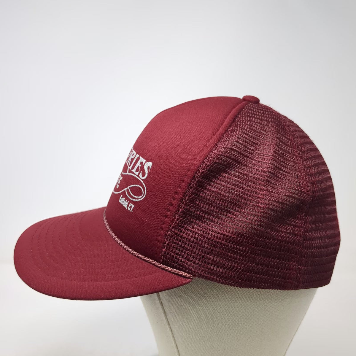 Trucker Hat Red One Size Memories Cafe Enfield CT Music Note Snapback Mesh Foam