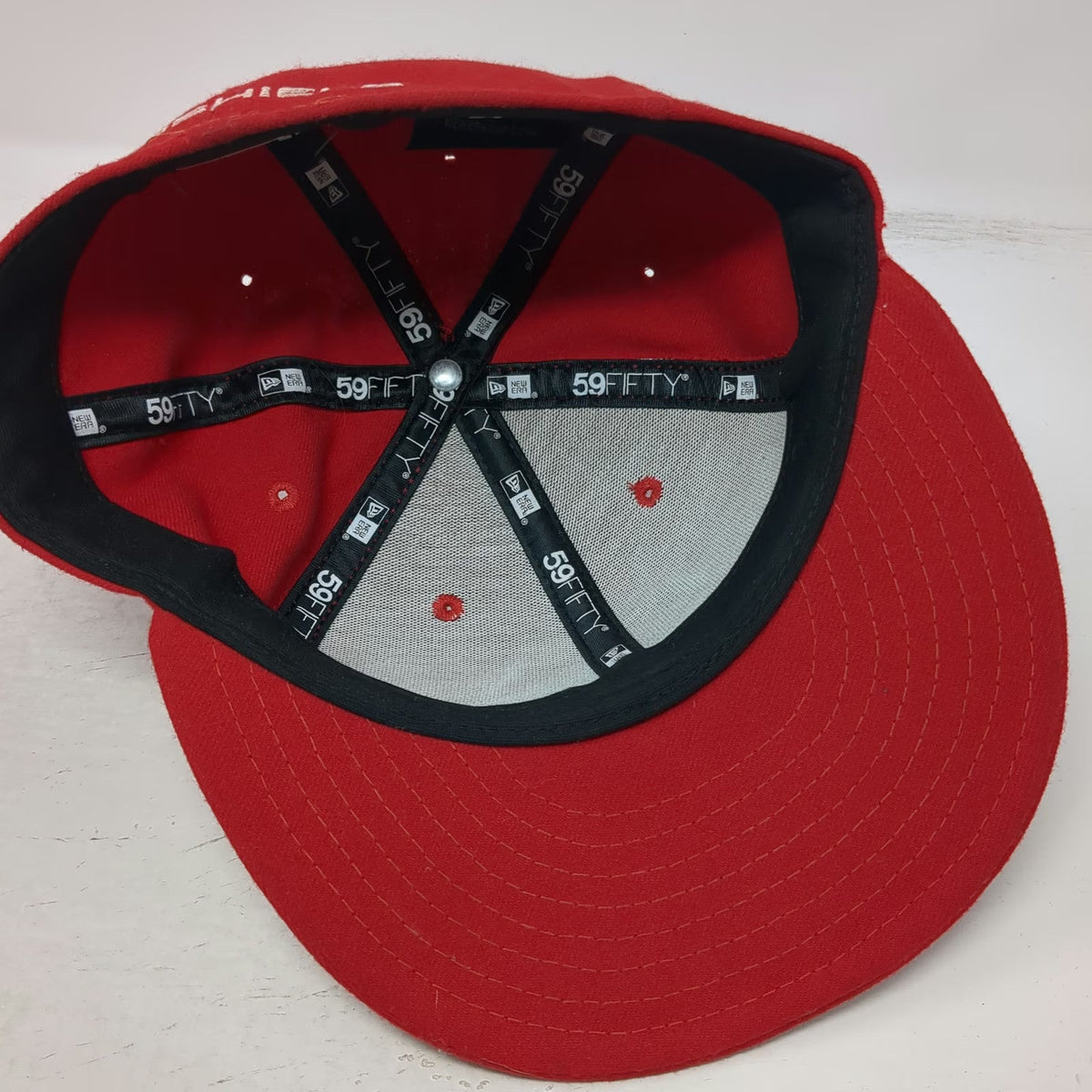New Era EvoShield 59FIFTY Baseball Cap Red 7 Fitted Hat Flat Brim Sports Gear