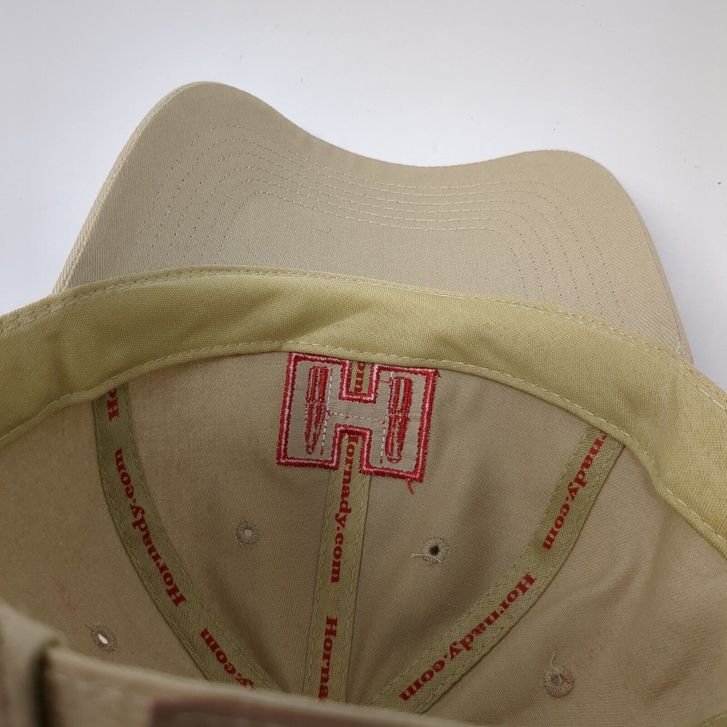 Hornady Strapback Hat Tan OSFA Adjustable Embroidered Vented Holes Cotton