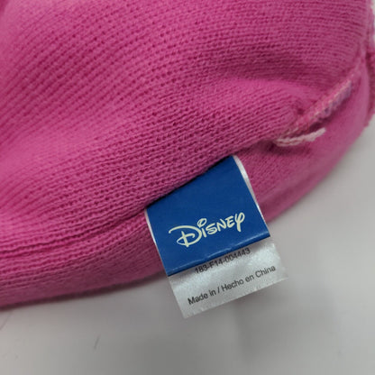 Disney Frozen Knit Pom Pom Beanie Hat Pink One Size Ear Flap Fair Isle