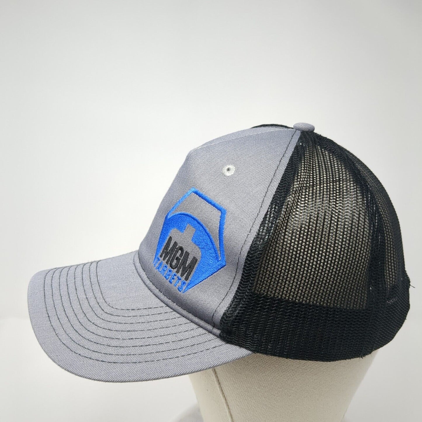 MGM Targets Snapback Trucker Hat Gray OS Adjustable Mesh Back Port Authority