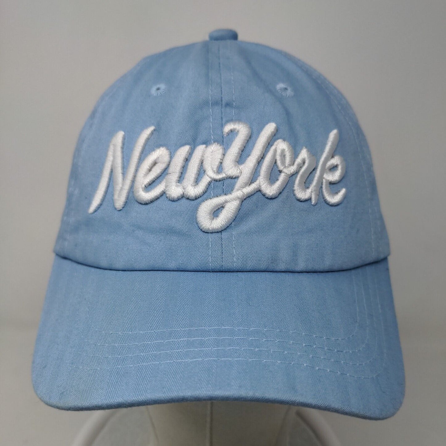 Unbranded Men's Slideback Hat Blue Adjustable Embroidered New York Logo Cotton