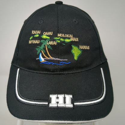 Magic Caps Baseball Hat Black One Size Hawaii Map Palm Trees Raised HI Logo