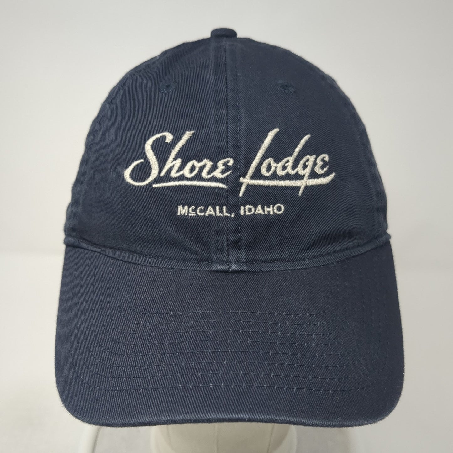 Shore Lodge Slideback Hat Blue One Size McCall Idaho Legacy 6 Panel