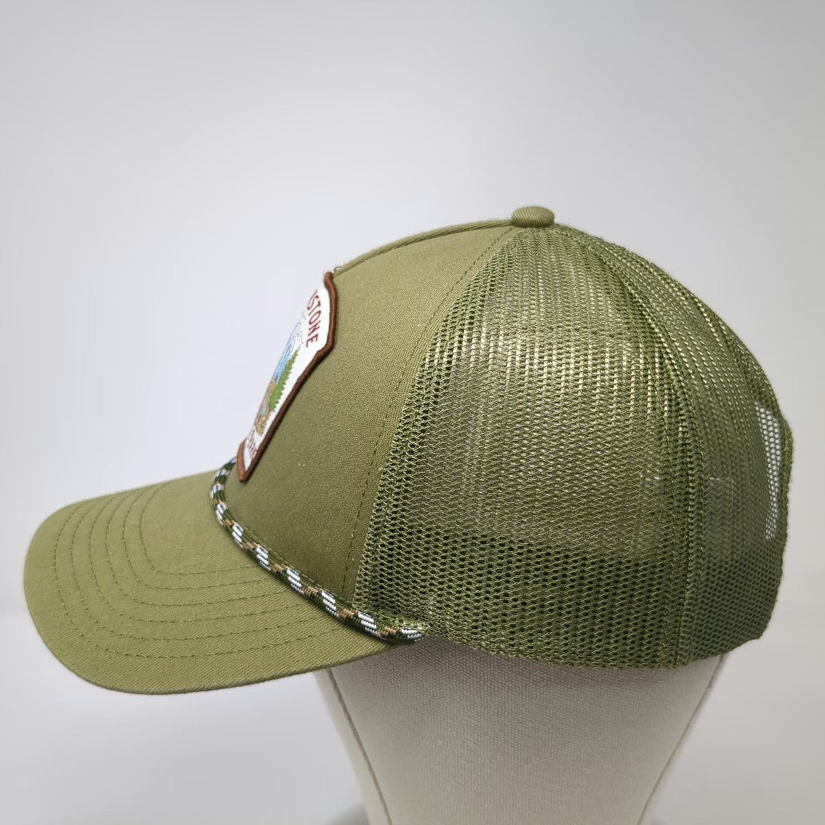 Mad Engine Trucker Hat Green One Size Yellowstone National Park Bison Patch Mesh