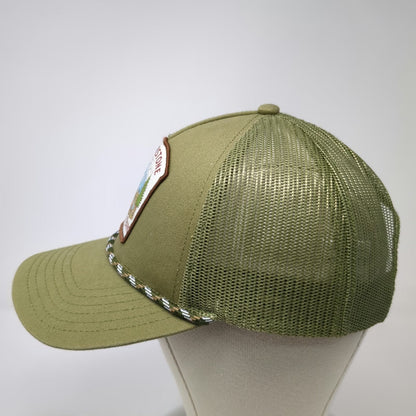 Mad Engine Trucker Hat Green One Size Yellowstone National Park Bison Patch Mesh