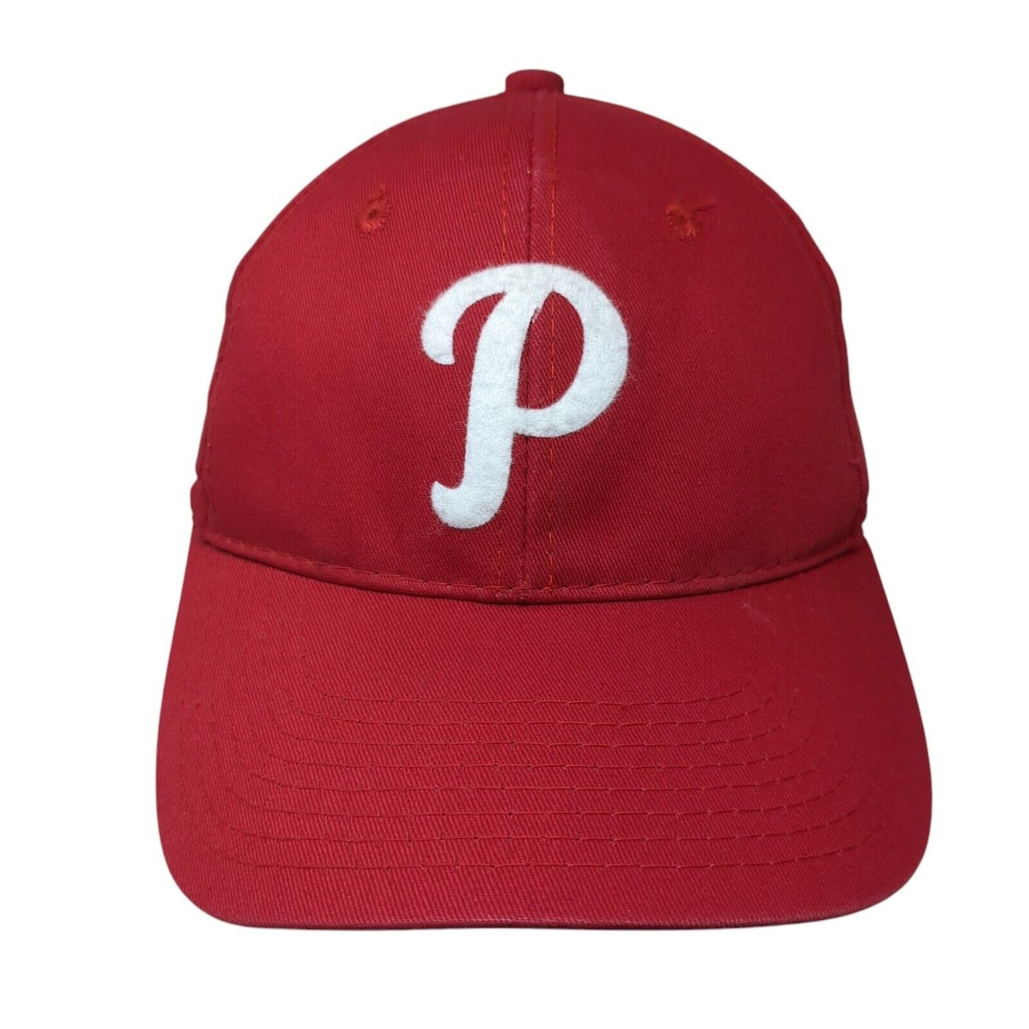 Letter P Strapback Hat Red One Size Adjustable 6 Panel Outdoor Cap