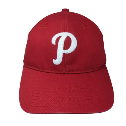 Letter P Strapback Hat Red One Size Adjustable 6 Panel Outdoor Cap