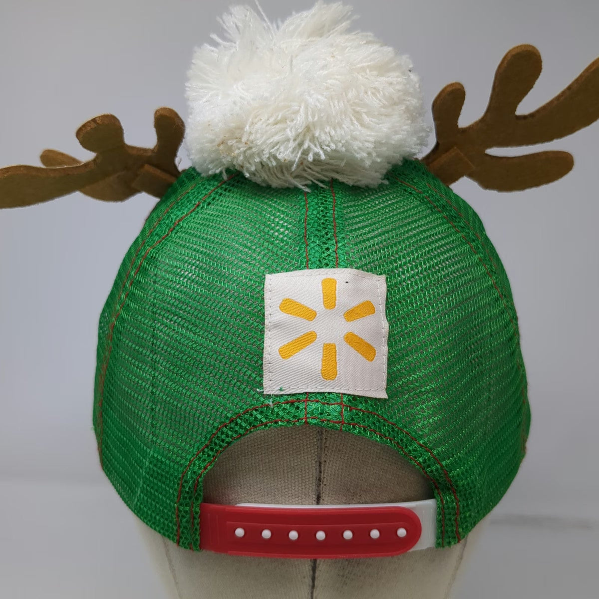 Walmart Trucker Hat Red Green One Size Rock This Christmas Antlers Pompom