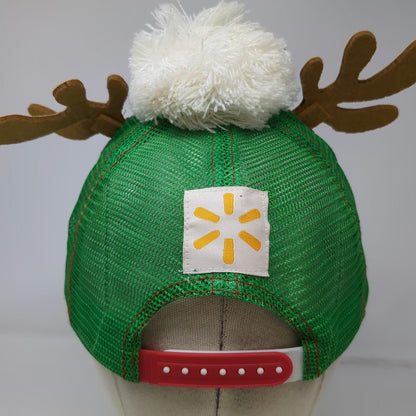 Walmart Trucker Hat Red Green One Size Rock This Christmas Antlers Pompom