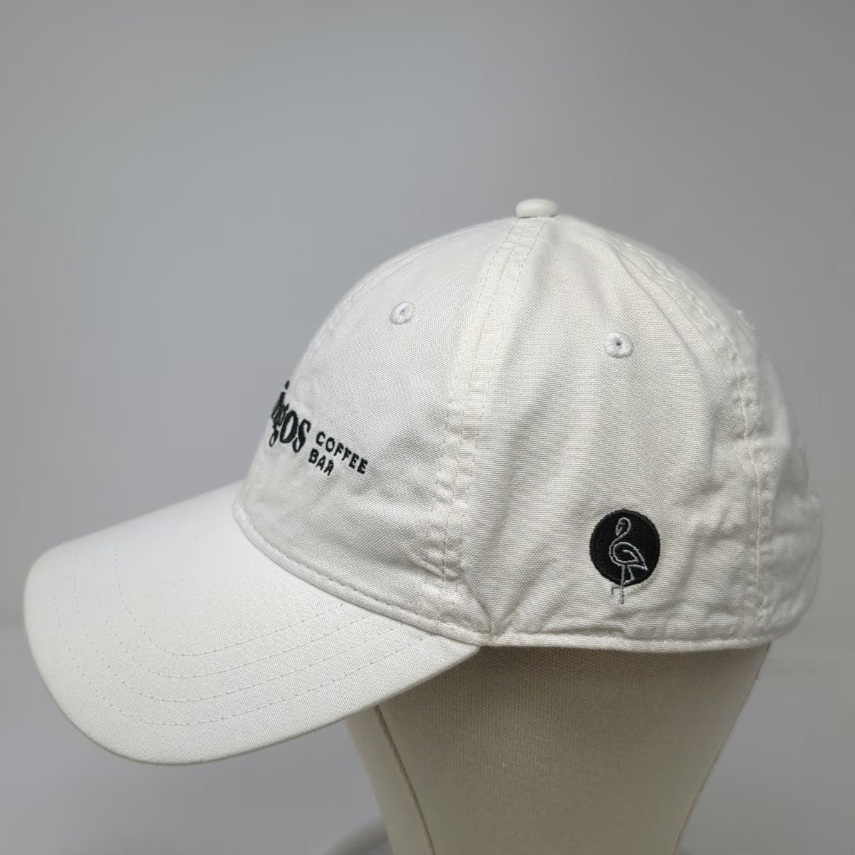 Pukka Baseball Cap White One Size Slideback Flamingos Coffee Bar Embroidered Hat