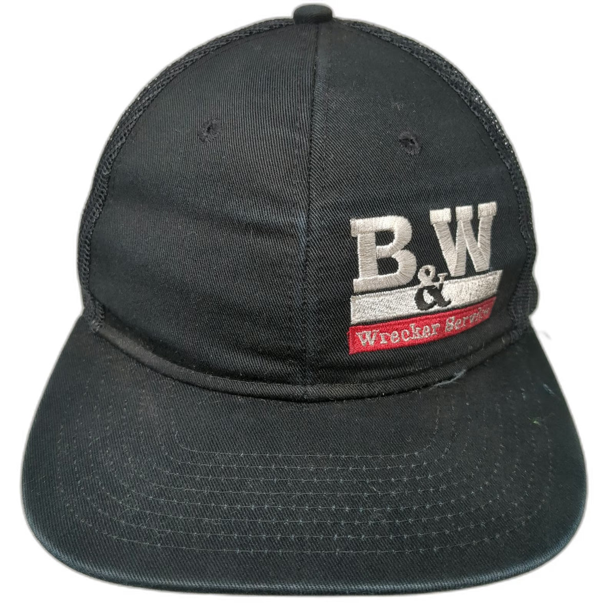 Port Authority Trucker Hat Black One Size B.W & Wrecker Service Mesh Snapback