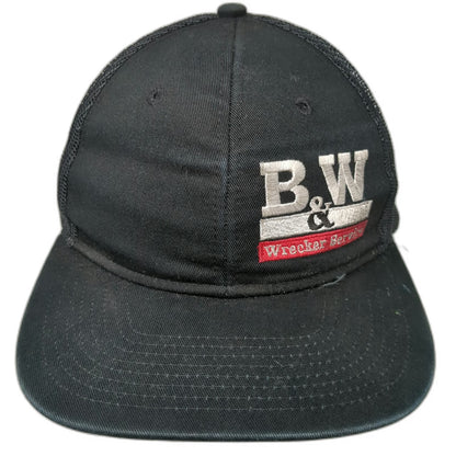 Port Authority Trucker Hat Black One Size B.W & Wrecker Service Mesh Snapback