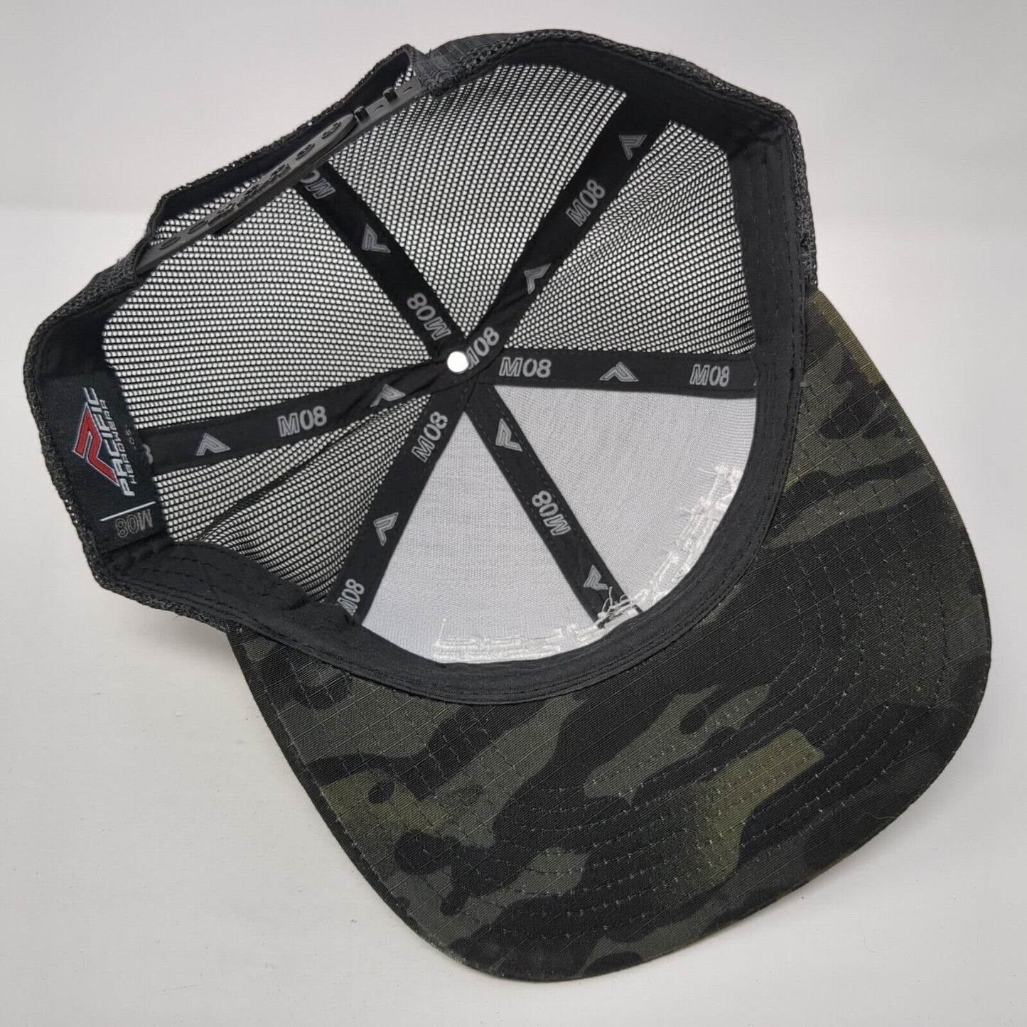 Hercules Metals Corp Snapback Trucker Hat Camouflage OS Mesh Pacific Headwear