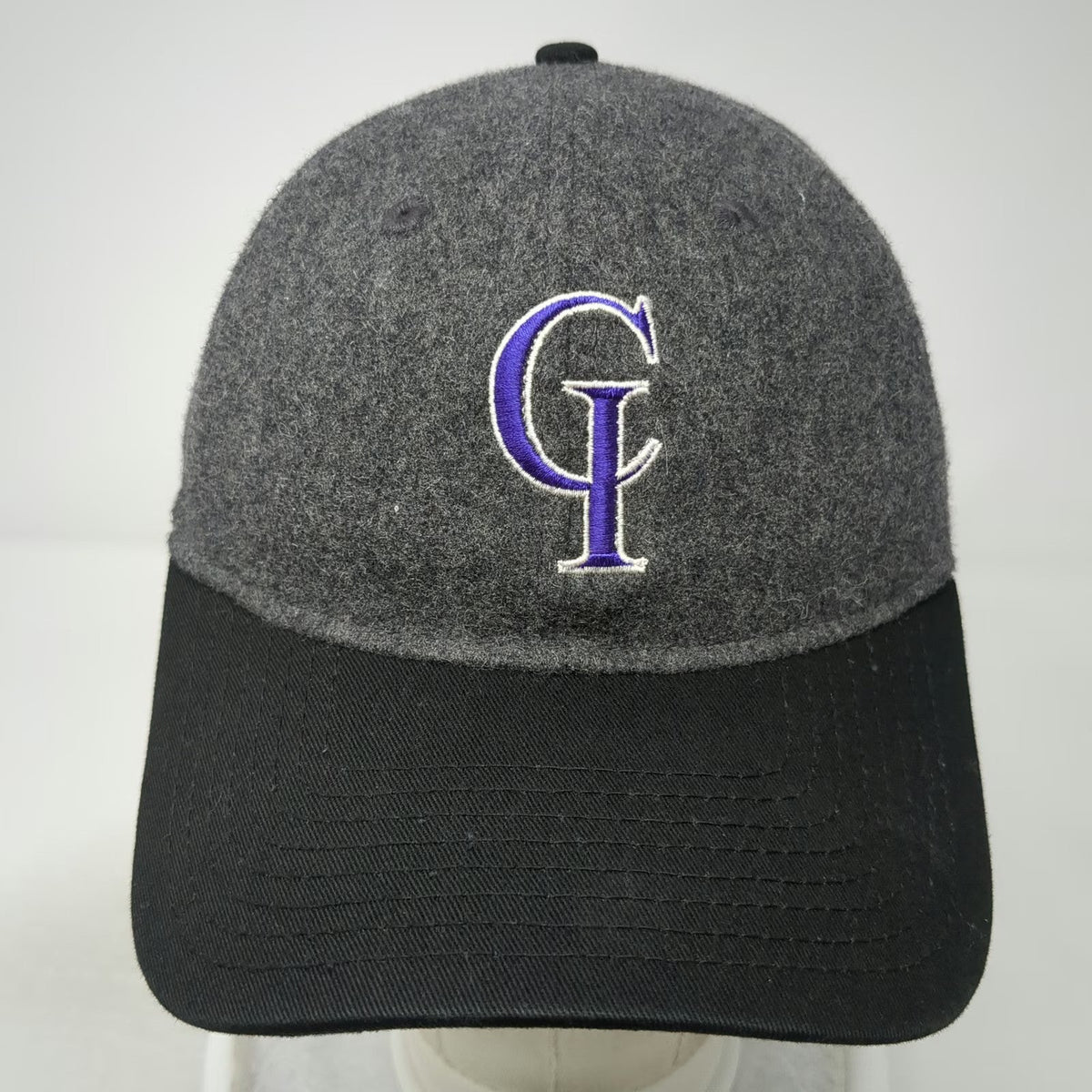New Era Baseball Cap Gray Black One Size Wool Crown Embroidered CI Hat Slideback