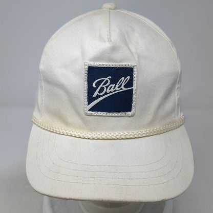 Showcase 5 Panel White One Size Ball Jar Logo Rope Hat Adjustable Slideback