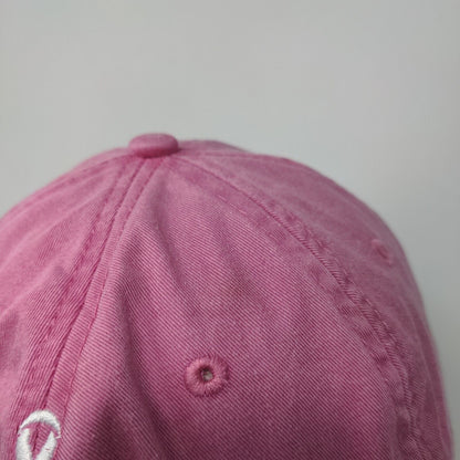 Think Pink Ribbon Slideback Hat Pink One Size Leather Strap Adams