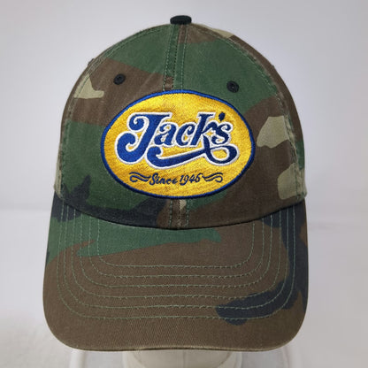 Jack's Camo Baseball Cap Green One Size Bishop California Logo Embroidered Hat