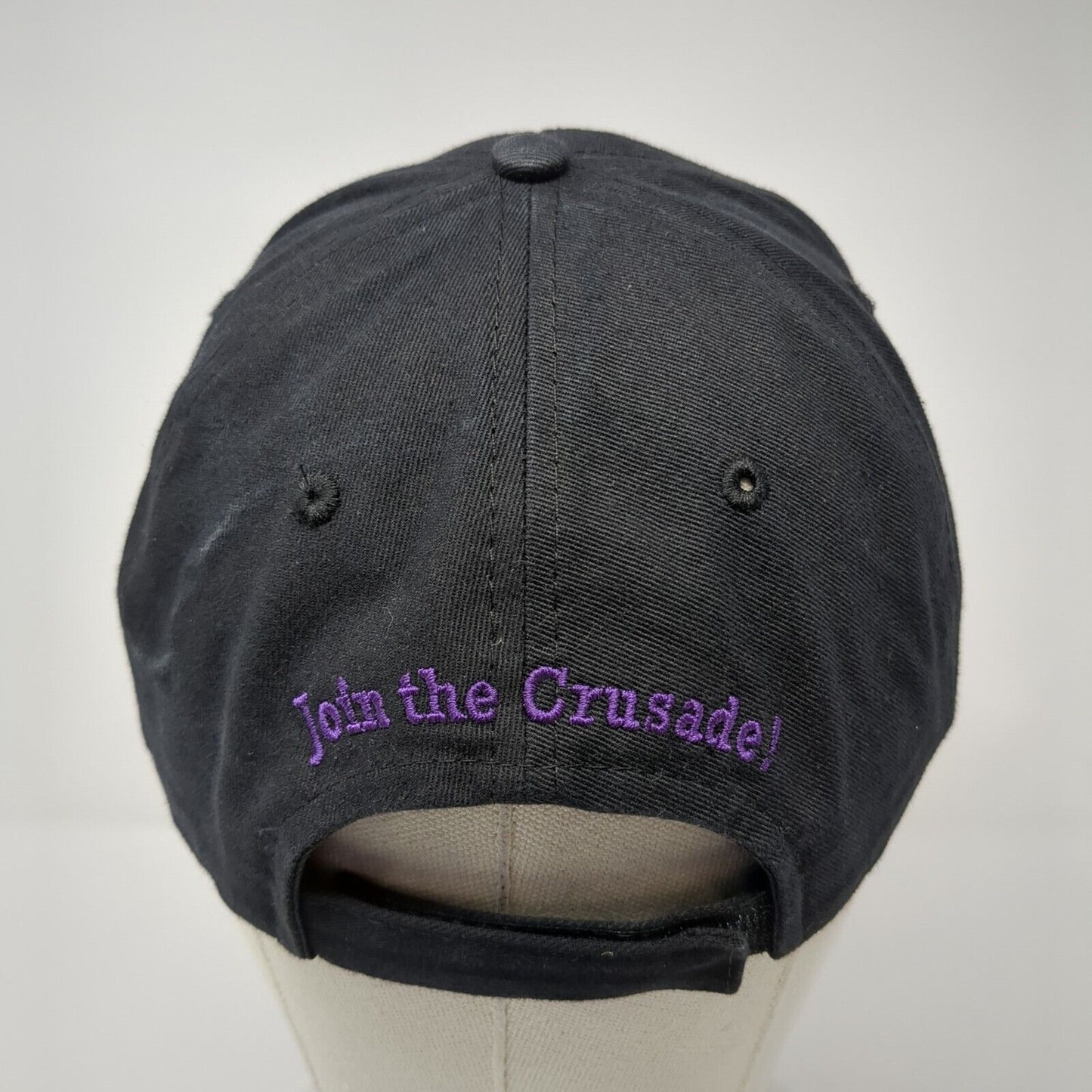 Man Up Crusade Strapback Hat Black One Size Adjustable Embroidered